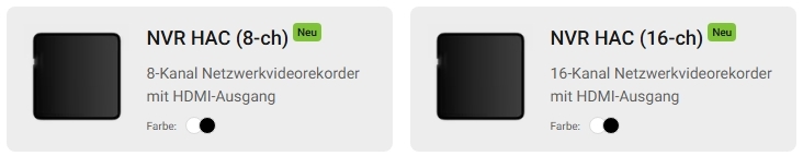  NVR HAC (8-ch) und NVR HAC (16-ch)